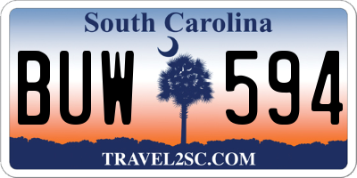 SC license plate BUW594