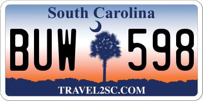 SC license plate BUW598