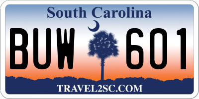 SC license plate BUW601