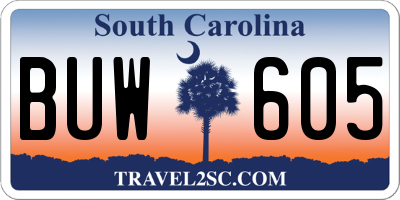 SC license plate BUW605