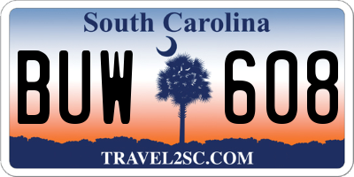 SC license plate BUW608
