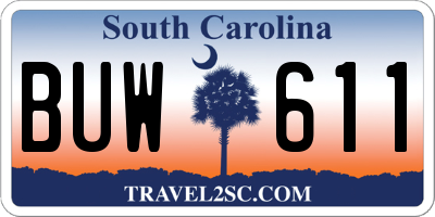 SC license plate BUW611