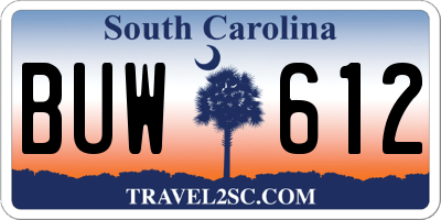 SC license plate BUW612
