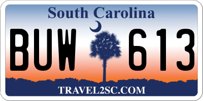 SC license plate BUW613