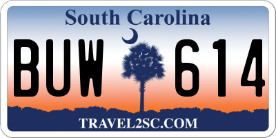 SC license plate BUW614