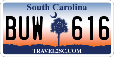 SC license plate BUW616