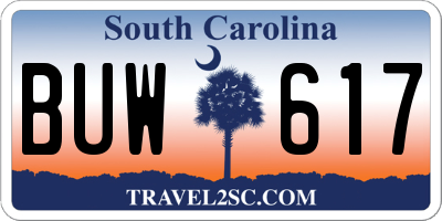 SC license plate BUW617