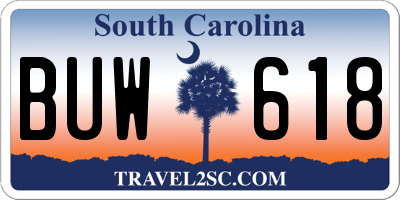 SC license plate BUW618