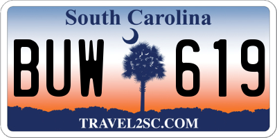 SC license plate BUW619