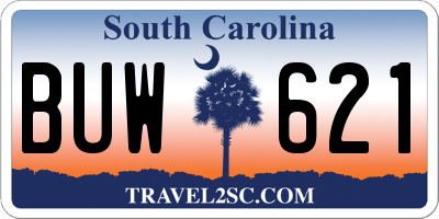 SC license plate BUW621