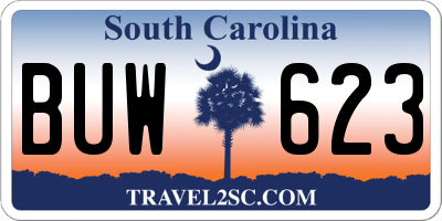 SC license plate BUW623