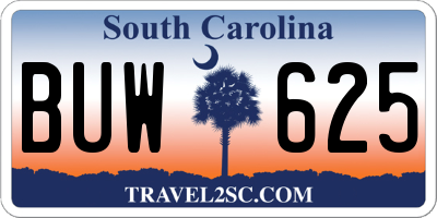 SC license plate BUW625