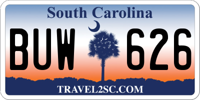 SC license plate BUW626