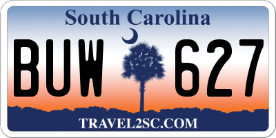 SC license plate BUW627
