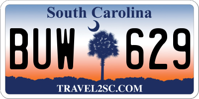 SC license plate BUW629