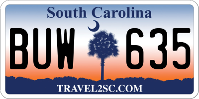 SC license plate BUW635