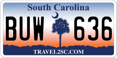 SC license plate BUW636