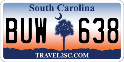 SC license plate BUW638