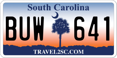 SC license plate BUW641