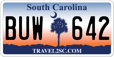 SC license plate BUW642