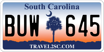 SC license plate BUW645