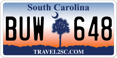 SC license plate BUW648