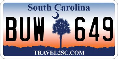 SC license plate BUW649