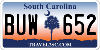 SC license plate BUW652
