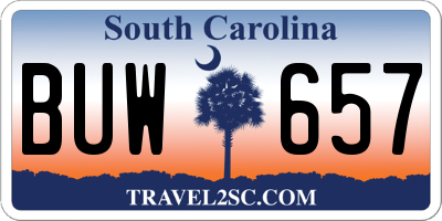 SC license plate BUW657