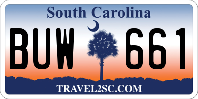 SC license plate BUW661