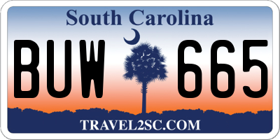 SC license plate BUW665