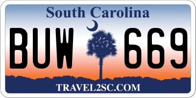 SC license plate BUW669