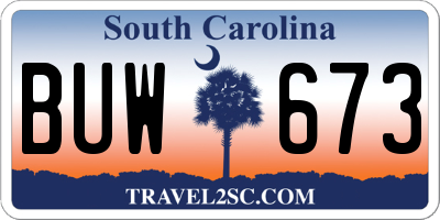 SC license plate BUW673