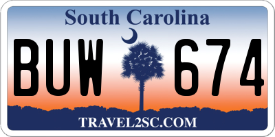 SC license plate BUW674