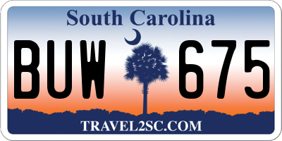SC license plate BUW675