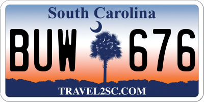 SC license plate BUW676