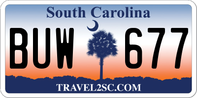 SC license plate BUW677