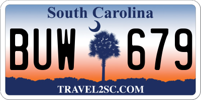 SC license plate BUW679