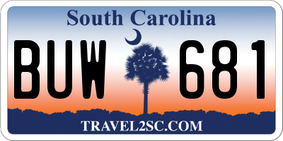 SC license plate BUW681