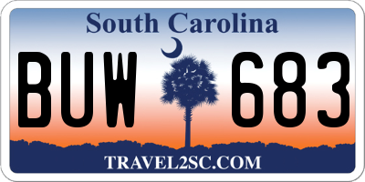 SC license plate BUW683