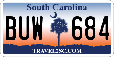 SC license plate BUW684