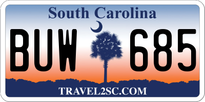 SC license plate BUW685