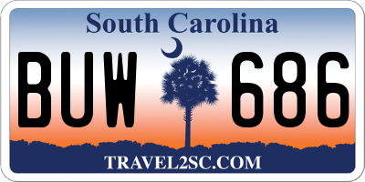 SC license plate BUW686