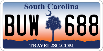 SC license plate BUW688