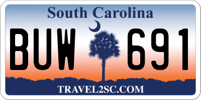 SC license plate BUW691