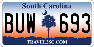 SC license plate BUW693