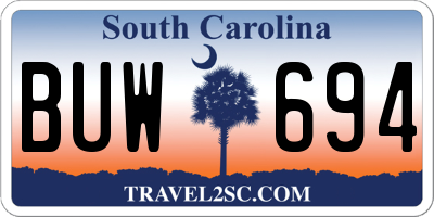 SC license plate BUW694