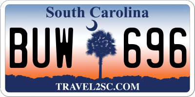 SC license plate BUW696
