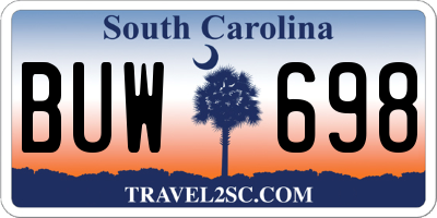 SC license plate BUW698