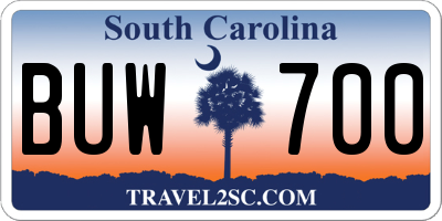 SC license plate BUW700